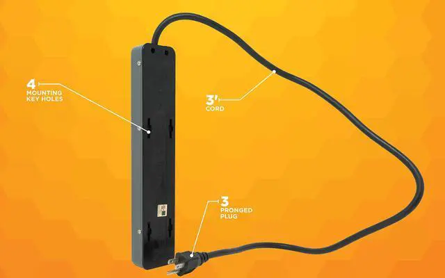 Alt view image 7 of 7 - Southwire Metal Surge Protector - 6 Outlets - Lighted Circuit Breaker Switch - 900J Electrical Overload Protection - 3 Foot Cord - Dark Gray
