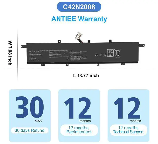 Alt view image 7 of 7 - C42N2008 92Wh Laptop Battery for ASUS ZenBook Pro Duo 15 OLED UX582 UX582L | UX582LR XS74T UX582LR-BP1979R UX582LR-H2002R UX582LR-H2002TS H2003R UX582LR-H2017T H2025R UX582LR-XS94T 15.48V