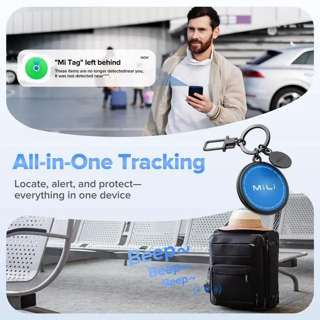 Alt view image 3 of 6 - Air Tracker Tag for iOS and Android, Bluetooth Tracker with Cover | Works with Apple Find My & Google Find Hub Key Finder Item Locator for Luggage, Suitcase, Backpack & Travel Gift
