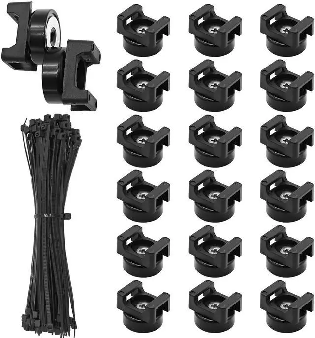 Main image of 20Pcs Magnetic Zip Tie Base 100 Nylon Cable Ties 22mm Office Cable Organizer