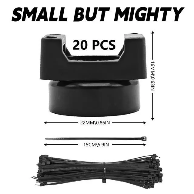 Alt view image 2 of 7 - 20Pcs Magnetic Zip Tie Base 100 Nylon Cable Ties 22mm Office Cable Organizer