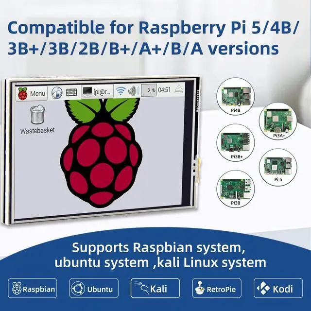 Alt view image 3 of 5 - 3.5 Inch Touch Screen, 480x320 TFT LCD SPI Display Panel for Raspberry Pi 5/4B/3B+/3B/2B/B+/B(No HDMI)