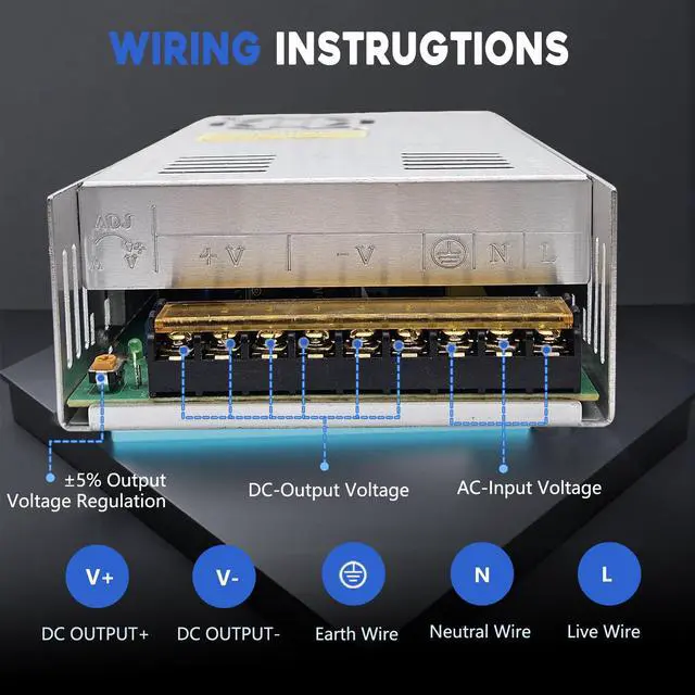 Alt view image 4 of 7 - 110V AC to DC 24V Converter 120V to 24V 25A 600W Power Supply | 25A 600W Switching Power Supply for LED Strip Motor Pump CCTV Camera System Car Stereo 3D Printer