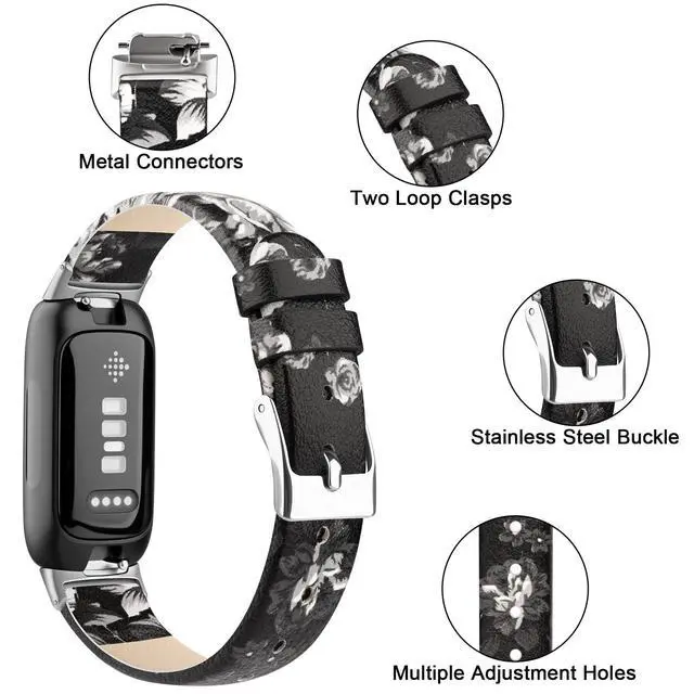 Alt view image 4 of 7 - Leather Band Compatible for Fitbit Inspire 3 Bands Women Men, Classic Soft Genuine Leather Straps for Fitbit Inspire 3/Inspire 2/Inspire HR/Inspire