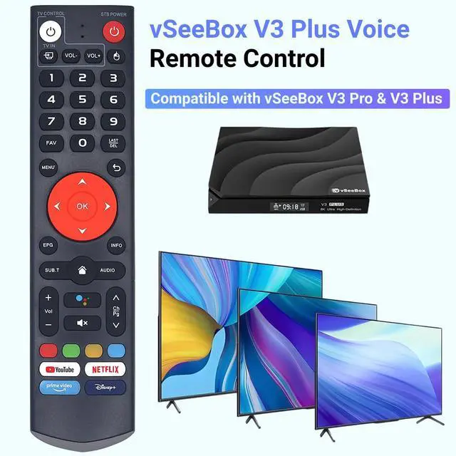 Alt view image 3 of 6 - New V3 Plus Voice Remote Control, Compatible with vSeeBox V3 Plus/Pro Models