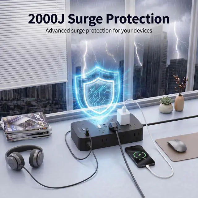 Alt view image 6 of 7 - Surge Protector Power Strip