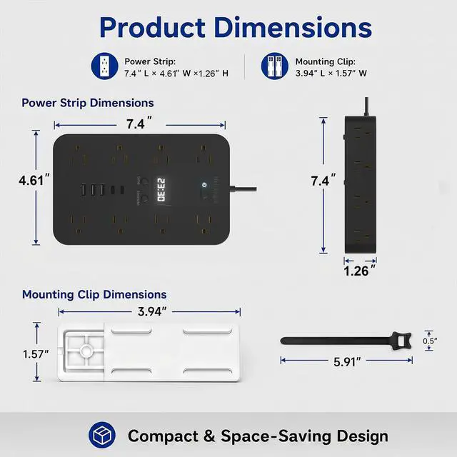 Alt view image 7 of 7 - Surge Protector Power Strip