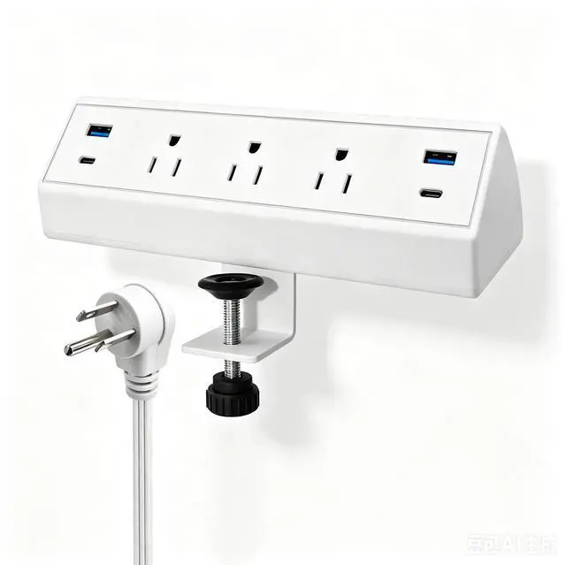 Main image of Clamp-Mount Desktop Power Strip with USB C 3 Outlets 40W Fast Charge ETL | Edge Mounted Desk Clamp Power Station 2 USB-A 2 USB-C Ports 6.56 FT Extension Cord Flat Plug for Home Office Dorm Gaming