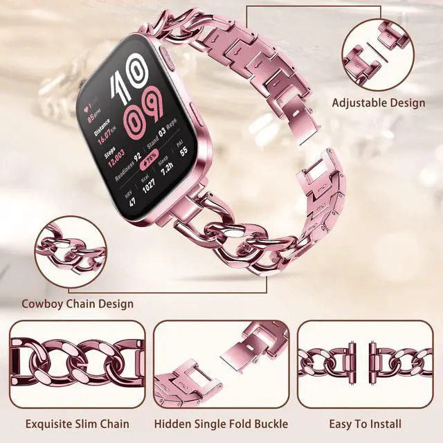 Alt view image 3 of 7 - 22mm Band for Amazfit Cheetah 2 Ultra, Women's Metal | Women's Metal Skeleton Chain Link Replacement Strap for Amazfit Balance Ultra/3/2/Active Max/Bip 6/5/GTR 4/3 Pro