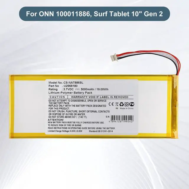 Alt view image 2 of 6 - U2968180 Replacement Battery for ONN 100011886, Surf Tablet 10" Gen 2 Battery with Tools
