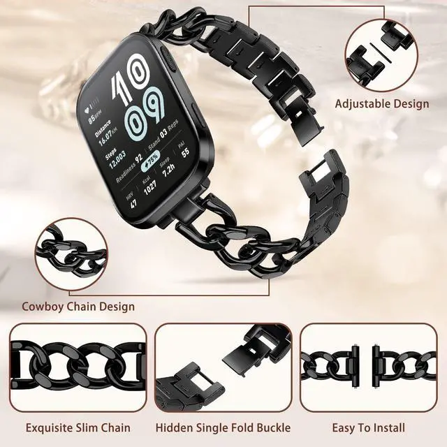 Alt view image 3 of 7 - 22mm Band for Amazfit Cheetah 2 Ultra, Women's Metal | Women's Metal Skeleton Chain Link Replacement Strap for Amazfit Balance Ultra/3/2/Active Max/Bip 6/5/GTR 4/3 Pro