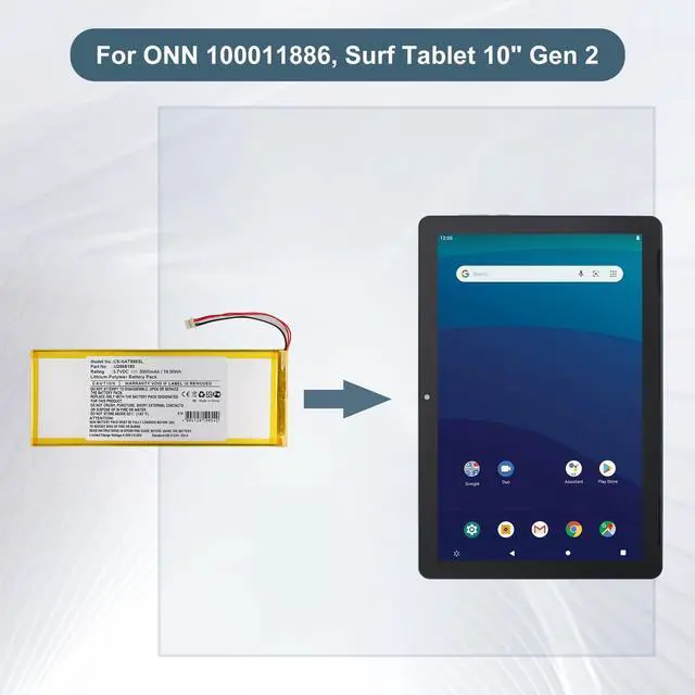 Alt view image 6 of 6 - U2968180 Replacement Battery for ONN 100011886, Surf Tablet 10" Gen 2 Battery with Tools