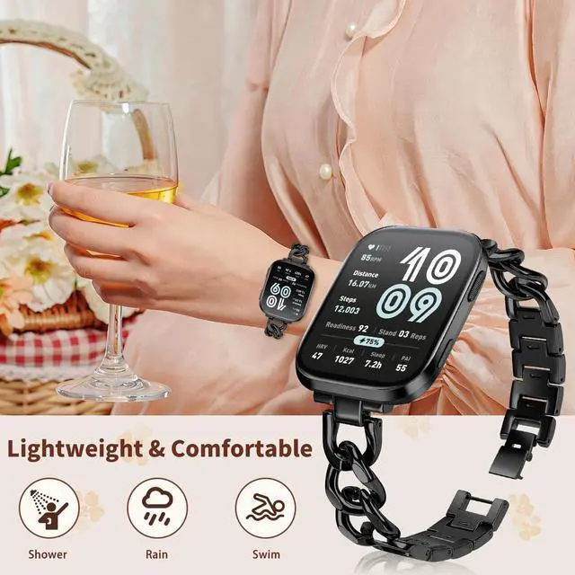 Alt view image 4 of 7 - 22mm Band for Amazfit Cheetah 2 Ultra, Women's Metal | Women's Metal Skeleton Chain Link Replacement Strap for Amazfit Balance Ultra/3/2/Active Max/Bip 6/5/GTR 4/3 Pro