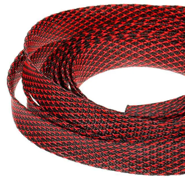Alt view image 4 of 6 - 50ft PET Expandable Braided Cable Sleeve, Wire Loom Braid Sleeving with 127 Pieces Shrink Tube for Audio Video and Other Home Device Cable Automotive Wire(1 Inch, 1/4 Inch, 3/4 Inch,Red)