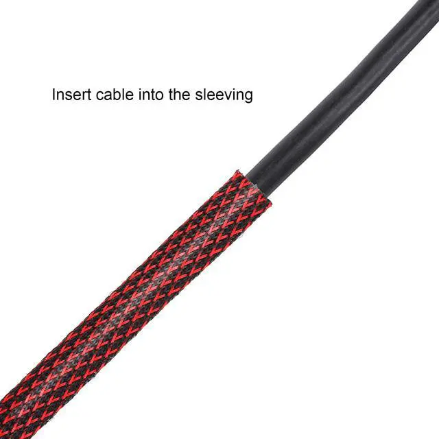 Alt view image 6 of 6 - 50ft PET Expandable Braided Cable Sleeve, Wire Loom Braid Sleeving with 127 Pieces Shrink Tube for Audio Video and Other Home Device Cable Automotive Wire(1 Inch, 1/4 Inch, 3/4 Inch,Red)