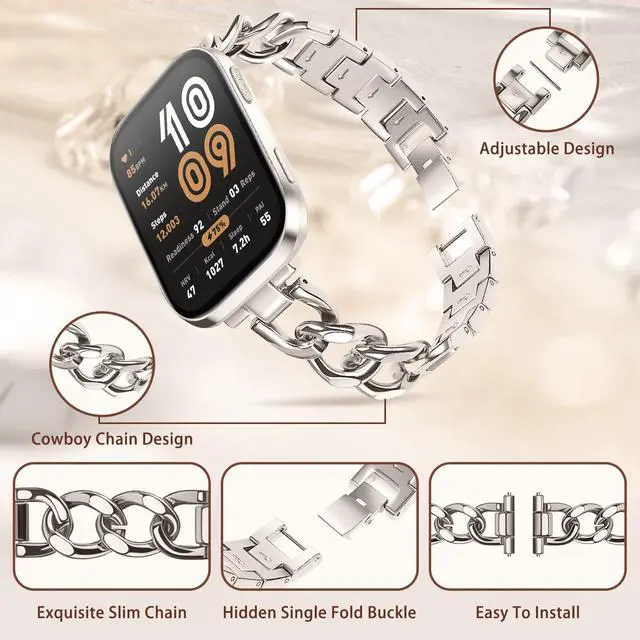 Alt view image 3 of 7 - 22mm Band for Amazfit Cheetah 2 Ultra, Women's Metal | Women's Metal Skeleton Chain Link Replacement Strap for Amazfit Balance Ultra/3/2/Active Max/Bip 6/5/GTR 4/3 Pro
