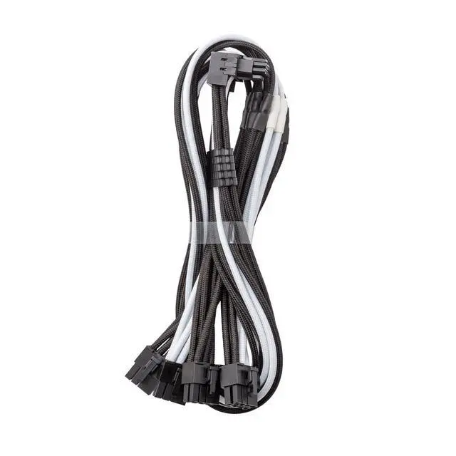 Main image of E-Series Pro ModFlex Sleeved 12V-2x6 12VHPWR 90° StealthSense PCIe Cable for EVGA G/G+ / P/P+ / T (Variant A, Black + White)