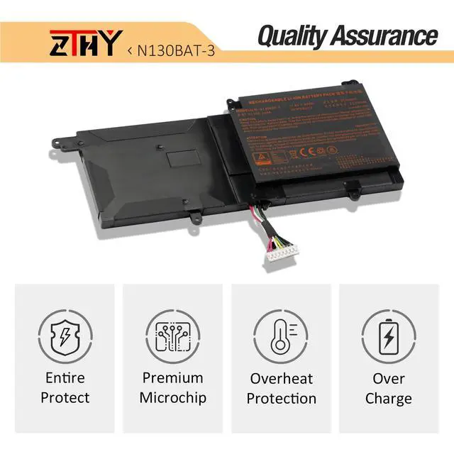 Alt view image 5 of 7 - N130BAT-3 Laptop Battery Replacement for Clevo B1301 B1504 N130BU N130WU | N131BU N141ZU N151ZU Sager NP3132 NP3145 NP3156 Tuxedo InfinityBook Pro 13 V2 14 V3 Galago pro 2 3 Schenker Slim 13 14 15