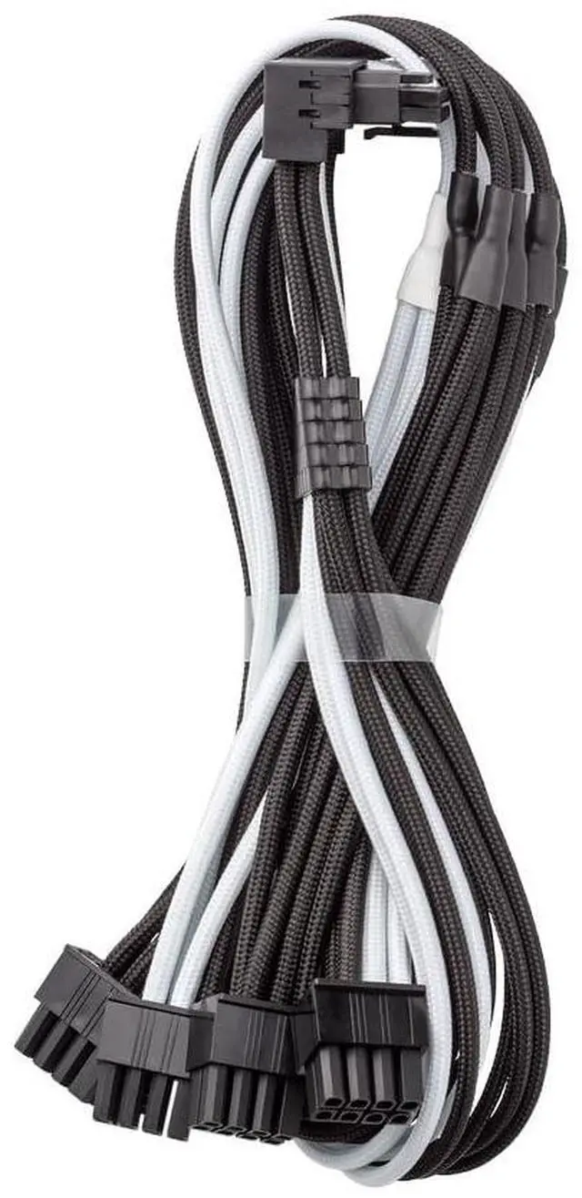Main image of E-Series Pro ModFlex Sleeved 12V-2x6 12VHPWR 90° StealthSense PCIe Cable for EVGA G/G+ / P/P+ / T (Variant B, Black + White)
