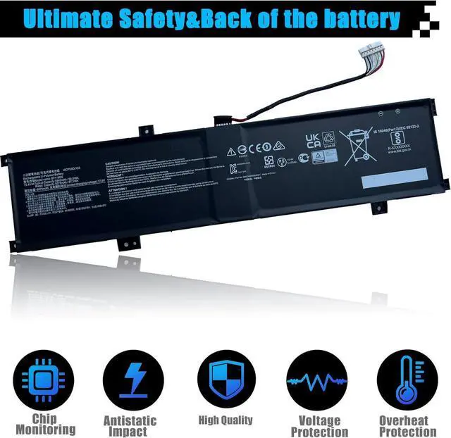 Alt view image 4 of 7 - BTY-M55 Battery Replacement for MSI Alpha 15 17 B5EEK B5EX A3DDK A4DEK Pulse 15 B13VFK B13VGK Katana GF66 11UG Pulse GL66 GL76 12UGK 12UGSZOK 12UGSZK 12UGOK Crosshair 15 17 B12UGZ B12UGZO B12UGSZ