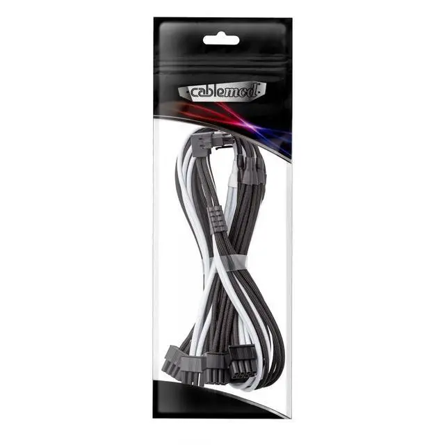 Alt view image 4 of 4 - E-Series Pro ModFlex Sleeved 12V-2x6 12VHPWR 90° StealthSense PCIe Cable for EVGA G/G+ / P/P+ / T (Variant B, Black + White)