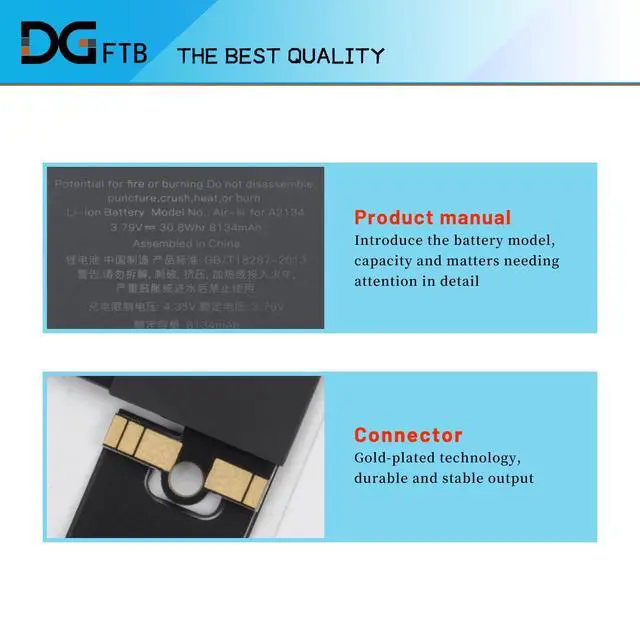 Alt view image 2 of 7 - New A2134 30.8Wh Tablet Replacement Battery for iPad Air 10.5" 2019, for iPad Air 3 2019 Series A2152 A2123 A2153 A2154 020-01443 3.79V 30.8Wh/8134mAh