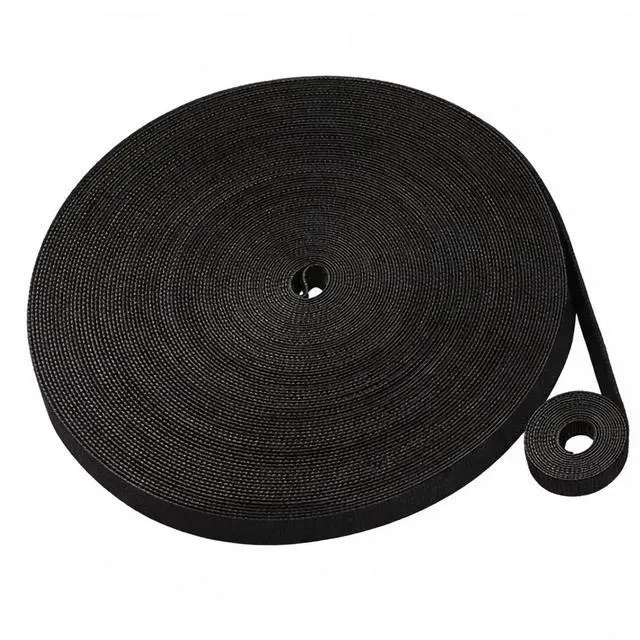Main image of 25 Yards x 1/2 Inch Reusable Nylon Cable Ties, Double Sided Hook and Loop Tape, Multi Purpose Wire Management Roll for Cable Management, Heavy Duty Extender Straps Long Wire Strips (1, Black)