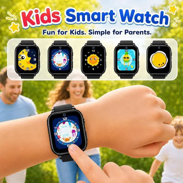Alt view image 2 of 6 - 1.69'' Kids Smart Watch for Boys Girls, Black | Includes 2 screen protectors, 1GB SD card and school mode