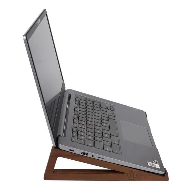 Alt view image 3 of 6 - Wooden Laptop Stand, Portable Desk Laptop Holder for Tablet with Carry Pouch, Compact Travel Laptop Stand with Protective Silicone Pads, Suitable for Laptops and Tablets