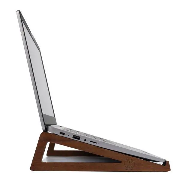 Alt view image 4 of 6 - Wooden Laptop Stand, Portable Desk Laptop Holder for Tablet with Carry Pouch, Compact Travel Laptop Stand with Protective Silicone Pads, Suitable for Laptops and Tablets