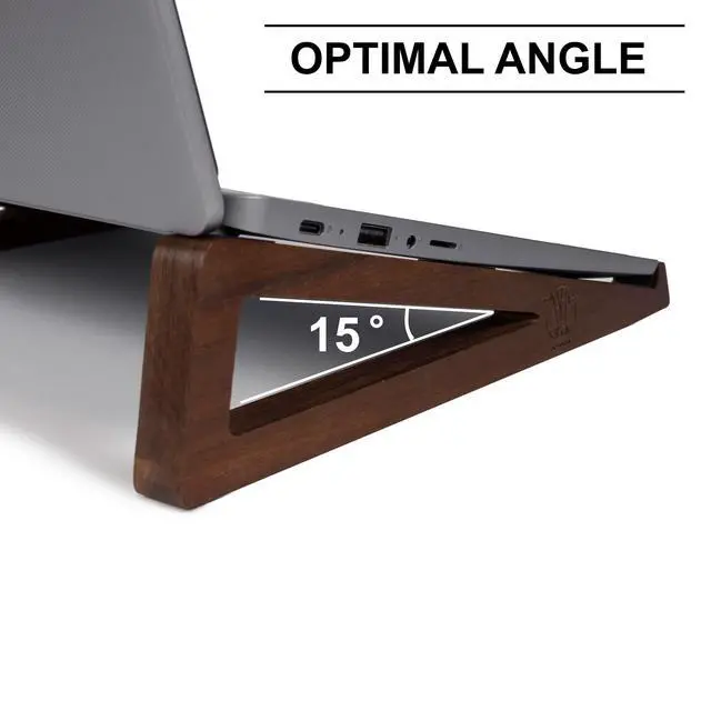 Alt view image 5 of 6 - Wooden Laptop Stand, Portable Desk Laptop Holder for Tablet with Carry Pouch, Compact Travel Laptop Stand with Protective Silicone Pads, Suitable for Laptops and Tablets
