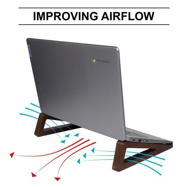 Alt view image 6 of 6 - Wooden Laptop Stand, Portable Desk Laptop Holder for Tablet with Carry Pouch, Compact Travel Laptop Stand with Protective Silicone Pads, Suitable for Laptops and Tablets