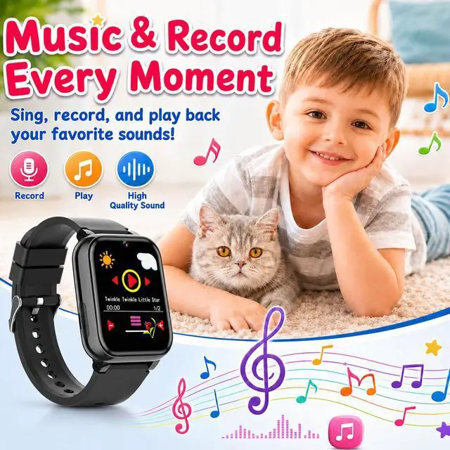 Alt view image 5 of 6 - 1.69'' Kids Smart Watch for Boys Girls, Black | Includes 2 screen protectors, 1GB SD card and school mode