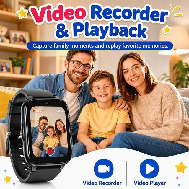Alt view image 6 of 6 - 1.69'' Kids Smart Watch for Boys Girls, Black | Includes 2 screen protectors, 1GB SD card and school mode