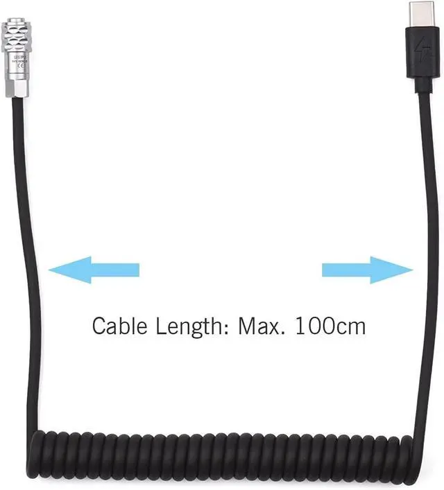 Alt view image 3 of 6 - USB Type C to BMPCC 4K/6K Coiled Data Spring Power Cable 9V/12V | for Blackmagic Pocket Cinema Camera