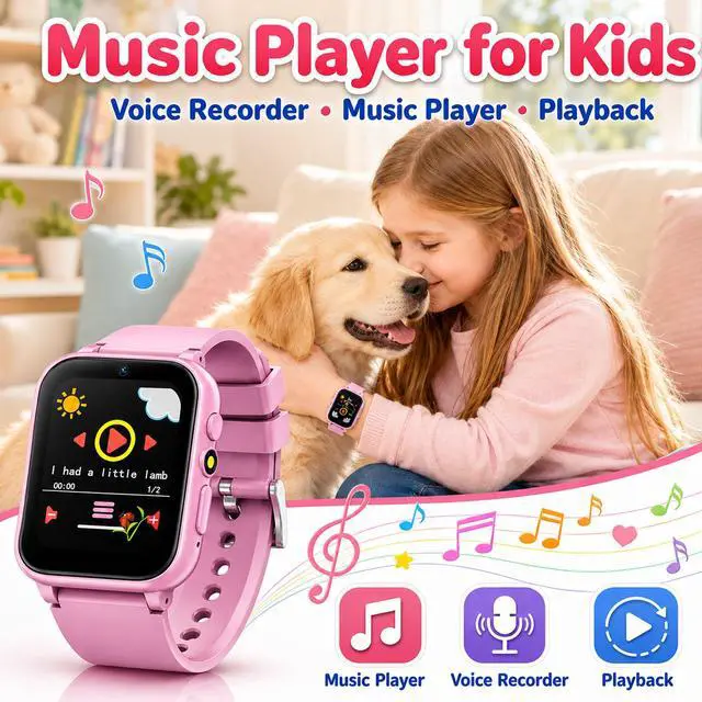 Alt view image 4 of 6 - 1.69'' Kids Smart Watch for Boys and Girls, Pink | Includes 2 screen protectors, 1GB SD card and school mode