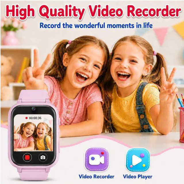 Alt view image 6 of 6 - 1.69'' Kids Smart Watch for Boys and Girls, Pink | Includes 2 screen protectors, 1GB SD card and school mode