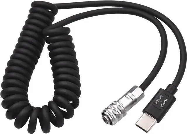 Alt view image 6 of 6 - USB Type C to BMPCC 4K/6K Coiled Data Spring Power Cable 9V/12V | for Blackmagic Pocket Cinema Camera