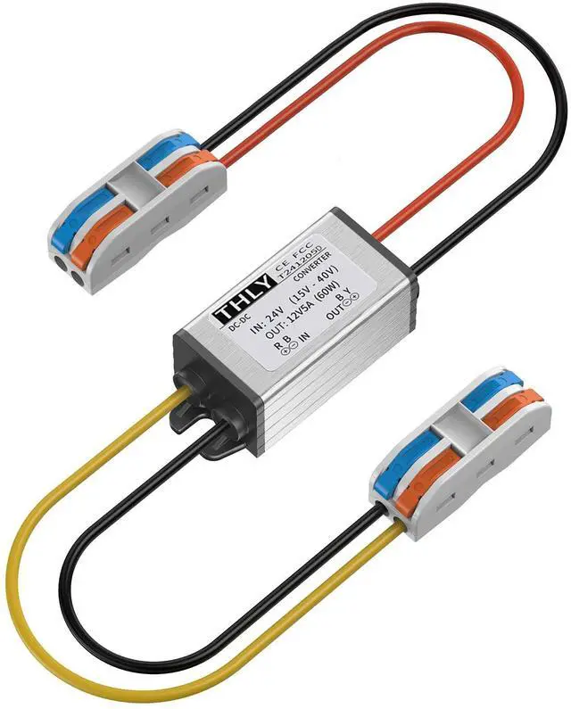Main image of 24V to 12V Converter with Wire Terminal Block, More Safe DC 18V to 12V Step Down Converter 5A 60W, for Golf Cart Light Truck Vehicle Boat (Accept DC 15-40V Inputs)