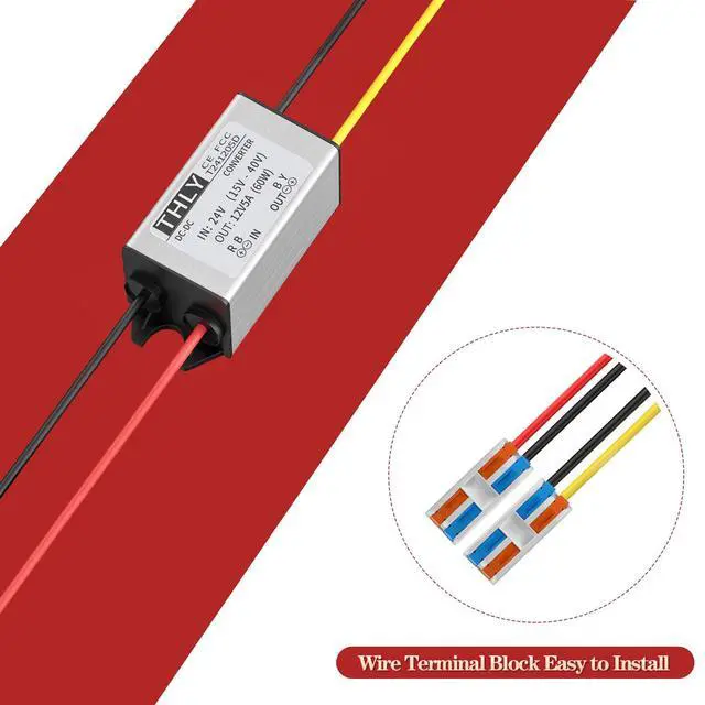 Alt view image 4 of 6 - 24V to 12V Converter with Wire Terminal Block, More Safe DC 18V to 12V Step Down Converter 5A 60W, for Golf Cart Light Truck Vehicle Boat (Accept DC 15-40V Inputs)