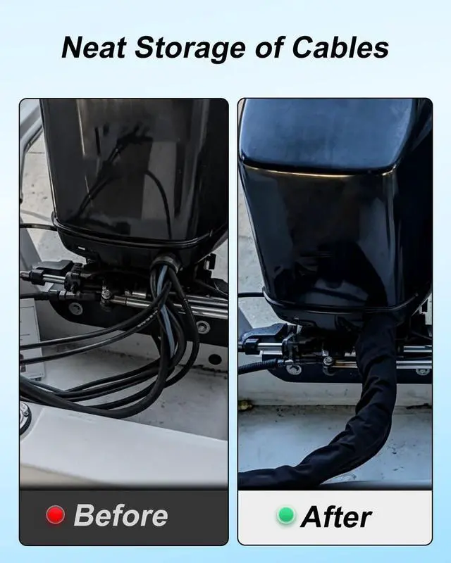 Alt view image 3 of 6 - 48-Inch Zippered Rigging Sleeve with Marine Cable Boot, Fit for Yacht Cable | Trolling Motor Cable Sleeve Fit for Yacht Cable Management Kit