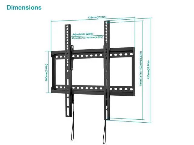 Alt view image 4 of 6 - Essential Tilt TV Wall Mount Bracket Low Profile for 23" to 55" TVs up to 77lbs, Max VESA 400x400, UL Certified
