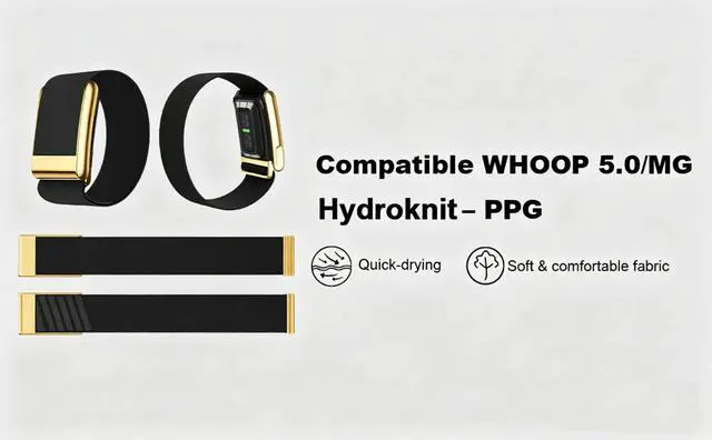 Alt view image 2 of 2 - Whoop 5.0 Band Replacement, Compatible with Whoop MG Strap, Hydroknit Waterproof Wrist Band, Breathable Quick-Dry Fitness Tracker Strap with Gold Clasp