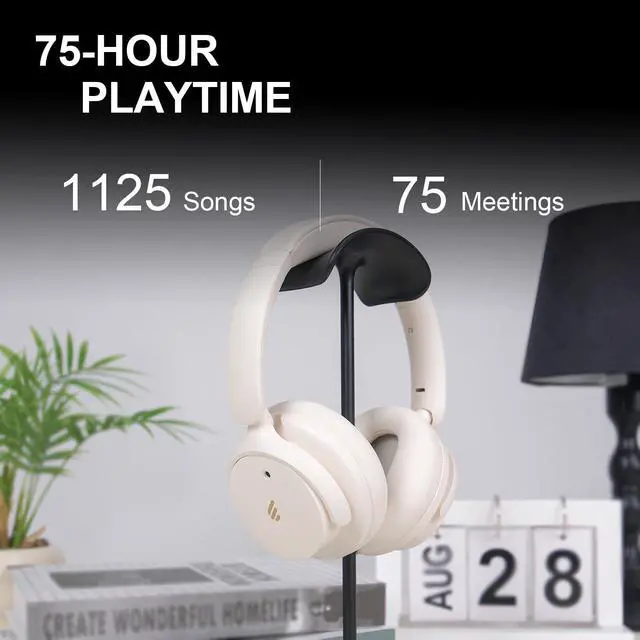 Alt view image 2 of 6 - H9 Bluetooth Headphones with -44dB Hybrid Active Noise Cancelling | 266g Lightweight Comfort Over Ear Wireless Bluetooth Headphones with Foldable Design, Hi-Res Audio, AI Clear Call & Custom EQ
