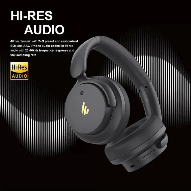Alt view image 4 of 6 - H9 Bluetooth Headphones with -44dB Hybrid Active Noise Cancelling | 266g Lightweight Comfort Over Ear Wireless Bluetooth Headphones with Foldable Design, Hi-Res Audio, AI Clear Call & Custom EQ