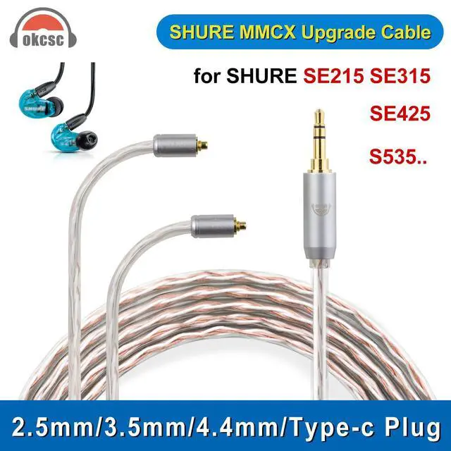Alt view image 2 of 6 - 4 Core MMCX to 2.5mm for Shure MMCX Upgrade Cable for SE215 SE315 SE425 SE535 SE535LTD SE846 FH9 FA9 FH5S BGVP UE900s T2 T3 AK T8iE XELENTO Remote FH1 F9 F9PRO AM05 W80 3.94FT