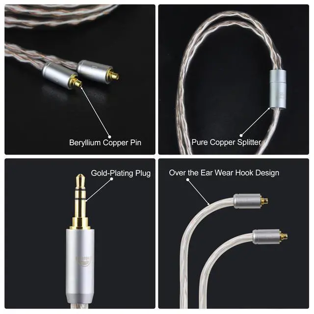 Alt view image 3 of 6 - 4 Core MMCX to 2.5mm for Shure MMCX Upgrade Cable for SE215 SE315 SE425 SE535 SE535LTD SE846 FH9 FA9 FH5S BGVP UE900s T2 T3 AK T8iE XELENTO Remote FH1 F9 F9PRO AM05 W80 3.94FT