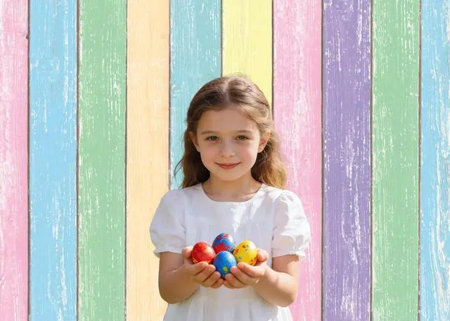 Alt view image 4 of 7 - Easter Colorful Wood Photography Backdrops 8X6FT Easter Pastel Rustic Wooden Background Boy Girl Baby Shower Birthday Party Decorations Banner Portrait Photoshoot Studio Props (94 x 70 inch)