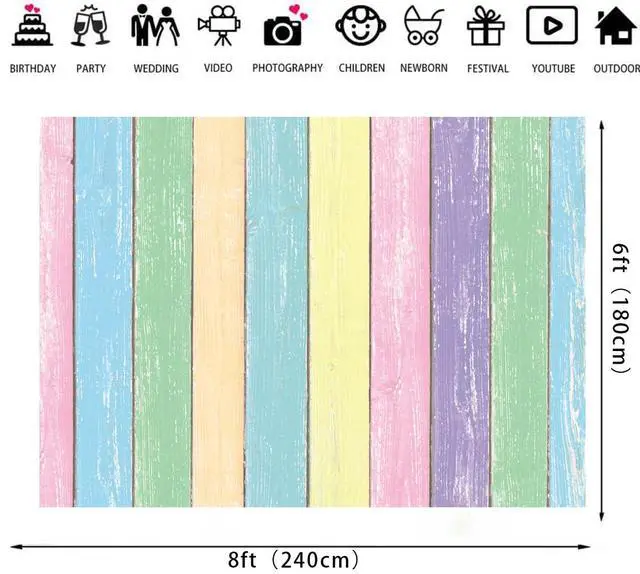 Alt view image 6 of 7 - Easter Colorful Wood Photography Backdrops 8X6FT Easter Pastel Rustic Wooden Background Boy Girl Baby Shower Birthday Party Decorations Banner Portrait Photoshoot Studio Props (94 x 70 inch)