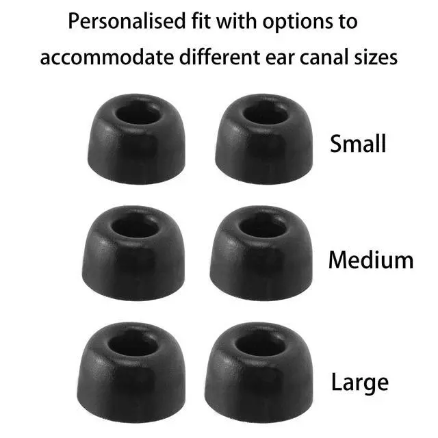 Alt view image 4 of 5 - Replacement Foam Eartips for Technics EAH-AZ100 Wireless Earbuds | Ultimate Comfort, 3 Pairs (S/M/L, Black)
